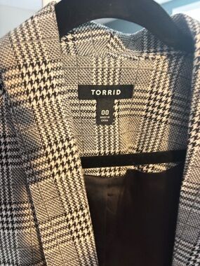 Torrid Black & White Plaid Tailored Blazer